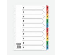Valuex ValueX Index 1-10 A4 Card White with Coloured Mylar Tabs