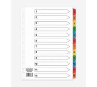 Valuex ValueX Index 1-12 A4 Card White with Coloured Mylar Tabs