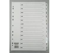 Valuex ValueX Index Jan-Dec A4 Card White with White Mylar Tabs