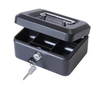 Valuex Metal Cash Box 150mm (6 in) Key Lock Black