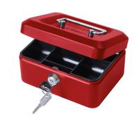 Valuex Metal Cash Box 150mm (6 in) Key Lock Red