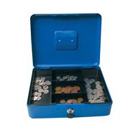 Cathedral Products Key Lockable Cash Box with Lift Out 6 Compartment Coin Tray - 10 Inch - Blue