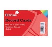 Silvine ValueX Record Cards Ruled 126x77mm Assorted Colours (Pack 100)