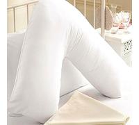 VALUEZONE Anti Allergy Luxury V-Shape Hollow Fiber Duck Goose Feather & Down Neck Orthopedic Maternity Support Pillow + Cover (V-Shape Hollowfibre Pillow)