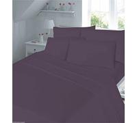 VALUEZONE Luxury Percale Cotton Rich T-180 Anti Allergy Fitted Valance Bed Sheet 10” Box & 16” Pleat Pillow Cases Single Double King Super King (Plum, Pair of Pillowcase Only)