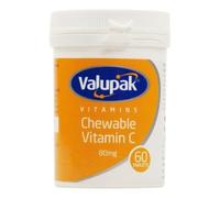 Valupak Chewable Vitamin C 80 mg – Immune Support, Orange Flavor – 60 Tablets