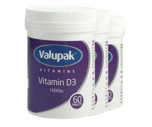 Valupak Vitamin D3 60 Tabs 1000iu Treats Deficiency Healthy Bones Teeth Immune