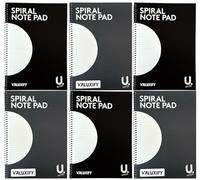VALUXIFY 6 Pack Spiral Bound A4 Notebook 28 x 20cm - 40 Sheets 80 Pages Lined Ruled Paper Pad, 60gsm White Pages, Soft Polypropylene Cover, Lightweight Writing Journal for School Office Home