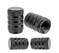 Valve caps made of aluminium, 4 pieces, in black, for car or Schrader valves, valve cap with seal, tyre valve caps for cars, bicycles, motorbikes, scooters, air valve caps, dust caps
