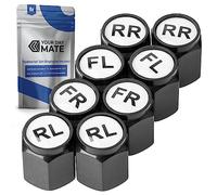 Valve caps made of hard plastic, 8 pieces, in black, with lettering for England, for car or Schrader valves, tyre markers for cars, wheel marker valve caps with seal, tyre change valve caps
