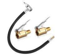 Valve Extension Set, Tyre Inflator Hose, Car Valve Adapter, 35 cm Tyre Inflator Hose Adapter with 2 Pieces 8 mm Car Valve Lever Plug Air Chuck, for Car, Bike, Motorcycle and Compressor