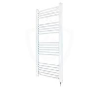 Valve Kings Heated Electric Straight White Towel Rails Single Heat Prefilled - 1200mm (h) x 500mm (w) With 300w Element