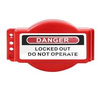 Valve Lockout Device, Safety Lockout Tagout Equipment, Red Plastic Universal Gate Valve Lock, Adjustable Diameter for Industrial Pipe Valves, OSHA Compliant