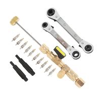 Valve Remover for HVAC System Valve Removal Installation Tool Kit with 2 Ratchet Wrench 10 Cores 2 Rod Adapter