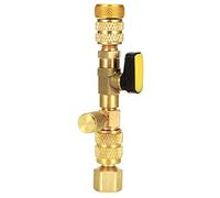 Valve Remover Tool for HVAC AC Systems, 1/4in and 5/16in Schrader Service Ports, Brass Quick - Release Quarter - Turn Ball Valve Design, Includes Connector