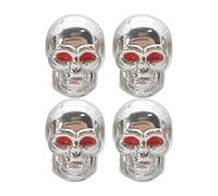 Valve Stem Covers, Copper Core Air Caps, Skull Tire Valve Caps | Antirust Skull Protector Set, Four Piece Cool Accessory Pack, Cap for Motorcycles Cars Bikes Trucks SUVs Wheels
