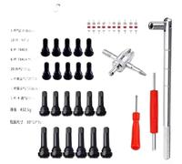 Valve Stem Installation Kit with Steel Rods and Core Wrenches Optimized for Standard Passenger Tire Valves (C)