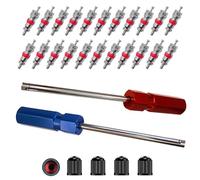 Valve Stem Removal Tool - Premium Metal Valve Tools, Single Heads Valve Core Remover, 20Pcs Valve Cores, 5Pcs Tire Valve Caps, Valve Core Remover Tool,Great Tire Valve Tool for Schrader Valve Cores