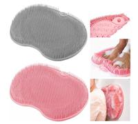 VALWORD 2-Pack Shower Foot Scrubber Mat & Back Washer, No-Bend Cleaning with Strong Suction Cups, Soft Silicone Massage Bath Mat for Deep Exfoliation, Men Women Seniors