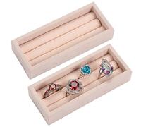 Valyria 2 Slots Velvet Small Ring Organizer Set of 2 Earrings Trays Showcase Display Storage Insert Holder for Jewelry Box, Drawer, Dresser