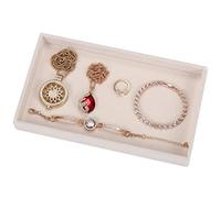 Valyria Velvet Empty Ring Earrings Tray Box Showcase Display Jewelry Organizer Beige