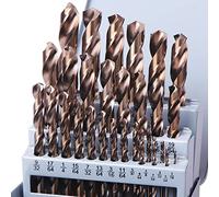 VALYRIANTOOL 29PCS Cobalt Drill Bits Set, M35 High Speed Steel Jobber Length Twist Drill Bit Set for Hardened Metal, Stainless Steel, Cast Iron, Plastic and Wood 1/16"-1/2" Inch