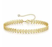 VAMA FASHIONS 18K Gold Plated Adjustable Leaf Design Ankle Anklet Leg Chain Toes Foot Layered Heel Anklets Payal Single Chains For Women.