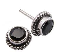 VAMA FASHIONS Adjustable Oxidised Silver Square Shape Monalisa Stone Stud Earrings Bali Stud Earrings for Women and Girls, 2CM, Metal, No Gemstone
