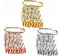 VAMA FASHIONS Stone Safety Saree Pin Dress Kurtis Pallu Dupatta Chunari Scarf Sari Pleats Pins for women - 3 Sets (saree pin for pleats)