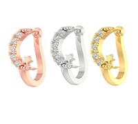 VAMA FASHIONS Trendy Clip on Moon Star Design Without Piercing Nose Pin Pressing Type Combo Noserings for Women & Girls