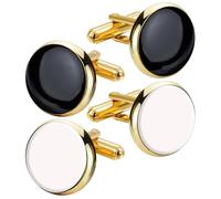 VAMA Fashions White & Black Combo Cufflinks Wedding Formal Shirt Suit Blazer Cuff Links For Men, Length = 20 mm, Metal, no gemstone