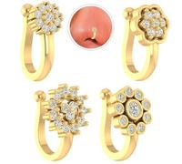 VAMA FASHIONS Without Piercing Clip on Nose pin without Hole Pressing Type Press Nose ring Stud for Women - 4 Pcs, 1cm, Metal, No Gemstone