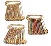 VAMA Multicolor Rhinestone Safety Saree Pins Brooches Sweater Shawl Clips Faux Crystal Brooches Shiny Brooch Pins for Clothing Dress Pants Skirt Dressing Accessories (Fancy Rhinestone Safety Pin)