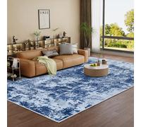 Vamcheer Machine Washable Rugs for Living Room - Large Modern Soft Faux Short Pile Area Rugs for Bedroom Dining Room Abstract Carpet for Office Non Slip Non Shedding Sea Blue Rug, 120x170CM