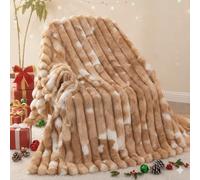 Vamcheer Soft Faux Rabbit Plush Blanket - Super Warm Cozy Tie - Dye Blanket, Warmth for Cold Days, Perfect for Sofa & Bed Aesthetic, Brown, 130X150CM