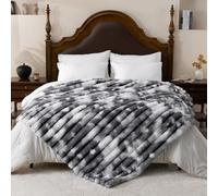Vamcheer Soft Faux Rabbit Plush Blanket - Super Warm Cozy Tie - Dye Blanket, Warmth for Cold Days, Perfect for Sofa & Bed Aesthetic, Grey, 270X230CM
