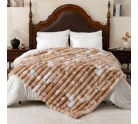 Vamcheer Soft Faux Rabbit Plush Blanket - Super Warm Cozy Tie - Dye Blanket, Warmth for Cold Days, Perfect for Sofa & Bed Aesthetic, Brown, 270X230CM