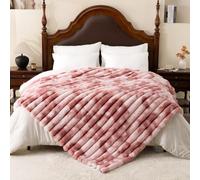 Vamcheer Soft Faux Rabbit Plush Blanket - Super Warm Cozy Tie - Dye Blanket, Warmth for Cold Days, Perfect for Sofa & Bed Aesthetic, Pink, 230X230CM