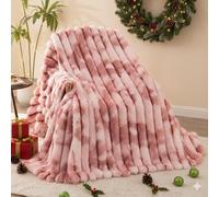 Vamcheer Soft Faux Rabbit Plush Blanket - Super Warm Cozy Tie - Dye Blanket, Warmth for Cold Days, Perfect for Sofa & Bed Aesthetic, Pink, 150X200CM