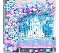 vamei 159pcs Frozen Party Decorations Elsa Frozen Birthday Balloon Garland Arch Kit Snowflake Foil Balloons Tablecloth Birthday Backdrop Kids Princess Party Supplies for Girls