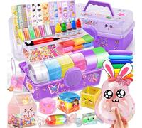 vamei Nano Tape Bubbles Kit Craft Box for Kids with Nano Magic Tape, Clay, Beads, Kawaii Stickers and Accessories for Making Bubbles Nanotape Arts and Crafts Decompression Gifts for Kids Girls Boys