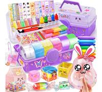 vamei Nano Tape Bubbles Kit Craft Box for Kids with Nano Magic Tape, Clay, Beads, Kawaii Stickers and Accessories for Making Bubbles Nanotape Arts and Crafts Decompression Gifts for Kids Girls Boys