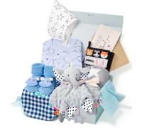 vamei Newborn Baby Gifts Hamper Set with Gift Box Blanket Onesie Security Blanket Socks Hat Bibs Cards, New Born Essentials Baby Shower Gifts Boys Girls Unisex