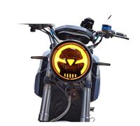 Vamhhx Front Motorcycle Light For Sporter For Softtail For Choppers Custom 6.3inch For Cafe For Racer Vintage Universal LED Headlight High Low Beam Headlamp MHead Lamp