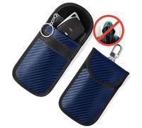 Vammcht 2PK Faraday Key Fob Protector, 2-Pack Blue Carbon Fiber Anti-Theft Signal Blocking Faraday Pouch for Car RFID Key