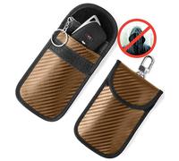 Vammcht 2PK Faraday Key Fob Protector, Carbon Fiber Brown, 2-Pack, Compatible with Car