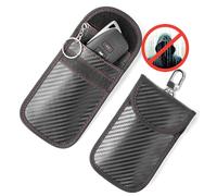 Vammcht 2PK faraday key fob protector，faraday bags for key fob signal blocker，Anti-Theft faraday pouch for Car RFID key Signal Blocking Anti-Hacking Black (Carbon Fiber)
