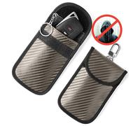 Vammcht Upgraded Faraday Bag for Key Fob (2 Pack), Premium Faraday Key Fob Protector- Car RFID Signal Blocking, Car Security Protection, Anti-Theft Pouch, Anti-Hacking Case Blocker Light Bronze