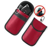 Vammcht Upgraded Faraday Bag for Key Fob (2 Pack), Premium Faraday Key Fob Protector- Car RFID Signal Blocking, Car Security Protection, Anti-Theft Pouch, Anti-Hacking Case Blocker Red