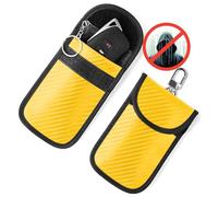 Vammcht Upgraded Faraday Bag for Key Fob (2 Pack), Premium Faraday Key Fob Protector- Car RFID Signal Blocking, Car Security Protection, Anti-Theft Pouch, Anti-Hacking Case Blocker Yellow